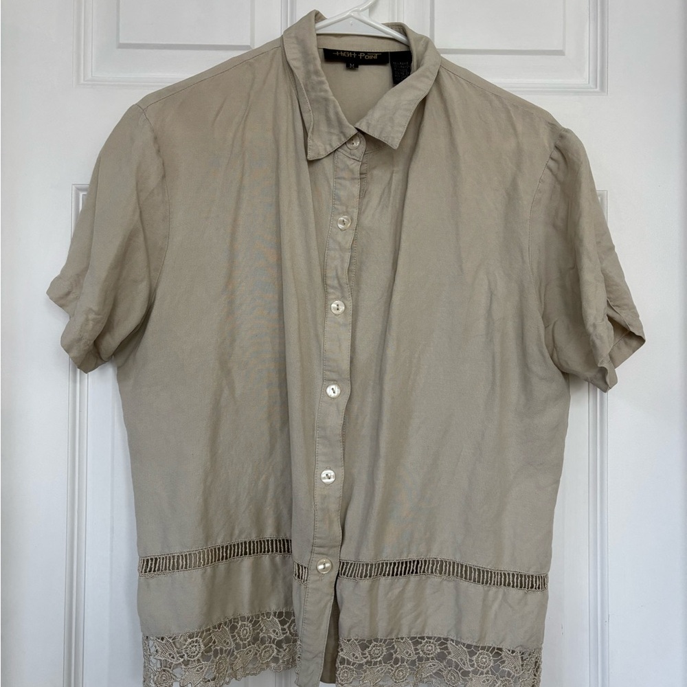Vintage button down with eyelet details